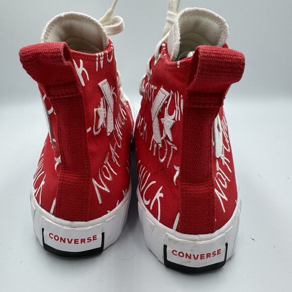 CONVERSE MEN'S RED/WHITE NOT A CHUCK 90'S THEME HIGH TOP CASUAL SNEAKERS - Picture 6 of 7